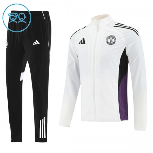 Manchester United Casaco de Treino Conjunto 2025-26 Branca - Criança Manchester United Casaco de Treino Conjunto 2025-26 Branca - Criança