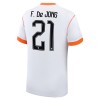 Camisola do Holanda F. De Jong 21 Equipamento Alternativo Mundial 2026 Camisola do Holanda F. De Jong 21 Equipamento Alternativo Mundial 2026