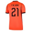 Conjunto Holanda F. De Jong 21 Equipamento Principal Mundial 2026 - Criança