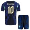 Conjunto Brasil Ronaldinho 10 Equipamento Alternativo Mundial 2026 - Criança