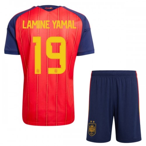 Conjunto Espanha 2 Stars Lamine Yamal 19 Equipamento Principal Mundial 2026 - Criança Conjunto Espanha 2 Stars Lamine Yamal 19 Equipamento Principal Mundial 2026 - Criança