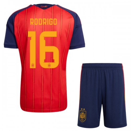 Conjunto Espanha 2 Stars Rodrigo 16 Equipamento Principal Mundial 2026 - Criança Conjunto Espanha 2 Stars Rodrigo 16 Equipamento Principal Mundial 2026 - Criança