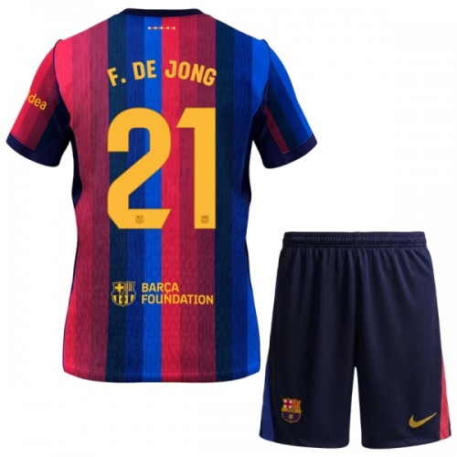 Conjunto FC Barcelona F. De Jong 21 Equipamento Principal 2026-27 - Criança Conjunto FC Barcelona F. De Jong 21 Equipamento Principal 2026-27 - Criança