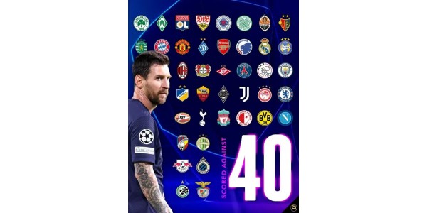 Um recorde refrescante, Messi marcou 40 gols de equipe na Liga dos Campeões